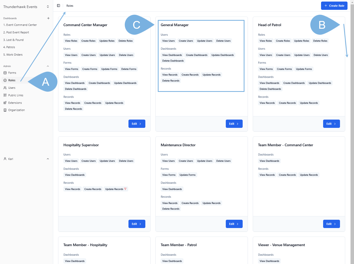 View Existing Roles