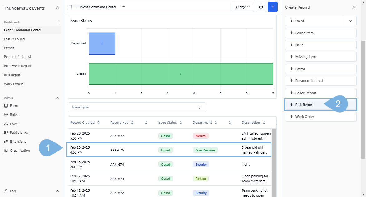 Create Risk Report